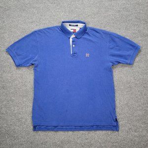 Tommy Hilfiger Polo Shirt Mens Large Blue Short‎ Sleeve Vintage Golf Preppy